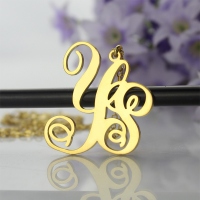 18K guldpläterad 2-initial monogram halsband