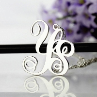 Personligt sterling silver 2 ursprungligt monogram halsband