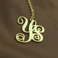 18K guldpläterad 2-initial monogram halsband