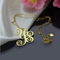 18K guldpläterad 2-initial monogram halsband