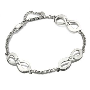 Personligt trippel infinity namn armband sterling silver