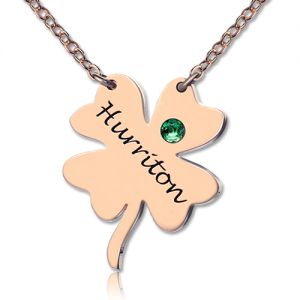 Irländsk Four Leaf Clover Good Luck Necklace Gift Rose Gold
