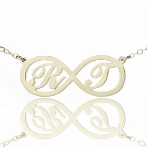 Två initialer Sterling Silver Infinity Symbol Necklace