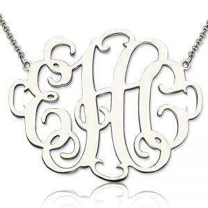 Personligt 1,68 "XL snyggt monogram halsband i sterling silver