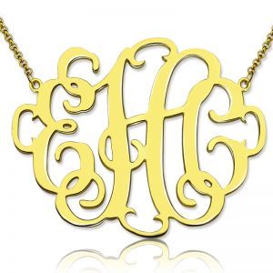 Personifierad 1,68 "XL snygg monogram halsband 18K guldpläterad