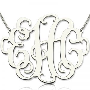 Personligt 2 "XXL snyggt monogram halsband sterling silver