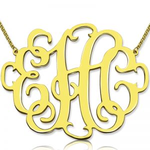 Personifierad 2 "XXL snygg monogramhalsband 18K guldpläterad