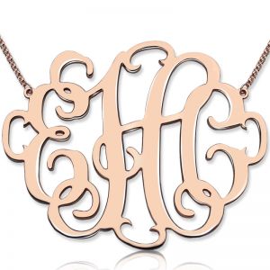 Personligt 2 "XXL snyggt monogram halsband i rosaguld