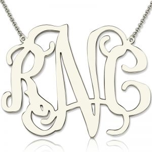 Personligt 2 "XXL kändis Monogram halsband sterling silver