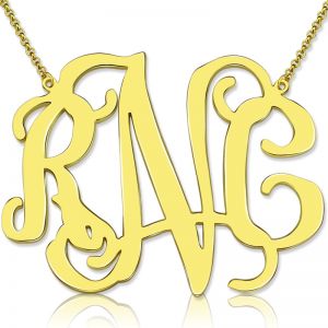 2 "XXL Big Celebrity Monogram Necklace 18K Guldpläterad