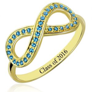 Infinity Ring With Birthstones Graduation smycken i guld