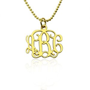 Personifierad 0,72 "liten monogram halsband 18K guldpläterad silver