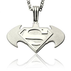 Personlig Batman Superman Dad's Necklace i Sterling Silver