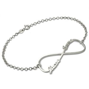 Personligt mamma knut infinity armband i sterling silver