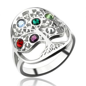 Personalzied Nana-ring med födelsestenar sterling silver