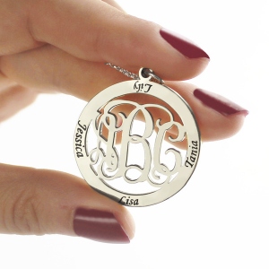 Sterling Silver Monogram Necklace Stamped 4 Names