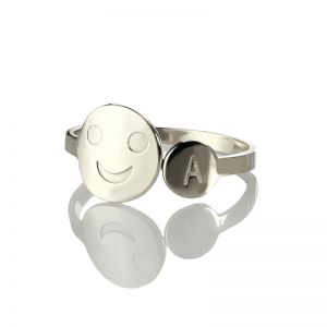 Personlig leende ring med initial sterling silver