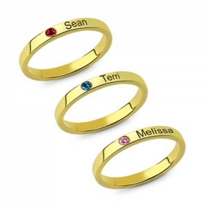 Mother&#39;s Stackable Name Ring With Birthstone UK Size