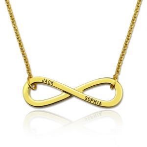 Graverat infinity symbol namn halsband guldpläterat silver