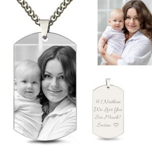 Graverat Titanium Steel Man&#39;s Dog Tag Photo Necklace