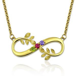 Trädgren Infinity Necklace With Birthstones Gold Plated