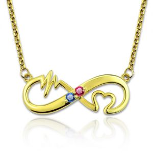 Heartbeat Birthstone Infinity Love Necklace Guldpläterad