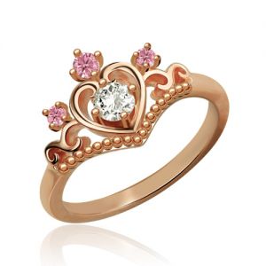 Prinsessan Tiara-ring med födelsesten i rosaguld