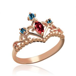 Unik Birthstone Tiara-ring i rosaguld