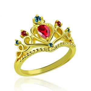 Princess Tiara Birthstone Promise Ring 18K Guldpläterad