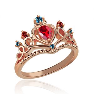 Vacker Tiara Birthstone Ring i rosa guld