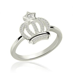 Sparkle Birthstone Crown Ring platinerad silver