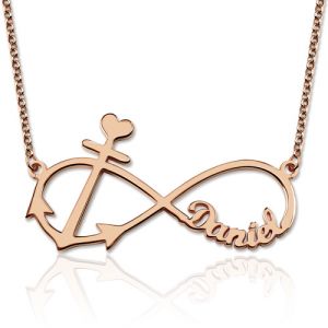 Forever Love Infinity Anchor Name Necklace I Rose Gold