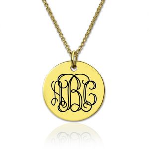 Graverad skiva Monogram halsband förgyllt silver