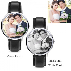 Män / Kvinnor Personligt Photo Leather Watch Memorial Gift