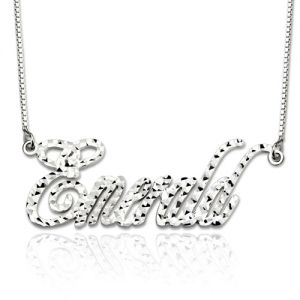 Personlig Champagne Style CNC Namn halsband Sterling Silver