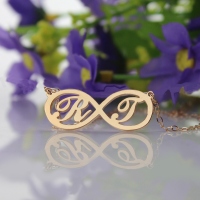 Infinity halsband med två initial roséguldpläterade 925 silver