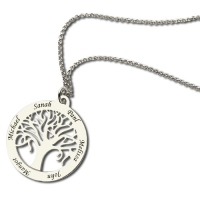 Anpassningsbara Tree Of Life-halsband graverade 6 namn i silver