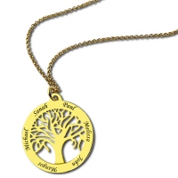 Cirkel 5 Släktnamn Tree of Life Hängehalsband i guld