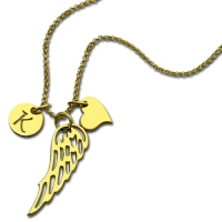Lycka till Angel Wing Necklace med inledande charm 18 k guld