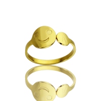 Personlig leende ring med initial 18k guldpläterad