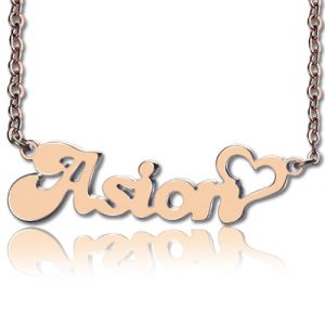 BANANA Font Heart Heart Necklace 10k / 14k / 18k Rose Gold