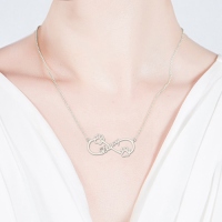 Söt infinity name halsband med hundtass sterling silver