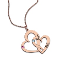 Rose Gold Hearts Name Necklace