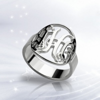 Klipp ut monogram initial ring sterling silver