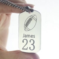 Titanium Steel Man&#39;s Dog Tag Rugby Name Necklace