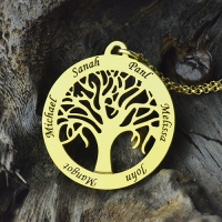 Cirkel 5 Släktnamn Tree of Life Hängehalsband i guld