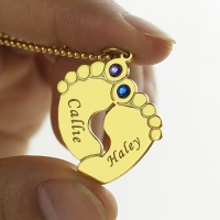 Birthstone Baby Feet Charm hänge 18k guldpläterad