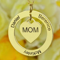Cirkelfamiljnamn halsband för mamma guldplätering