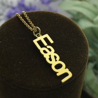 Vertical Name Necklace Gold