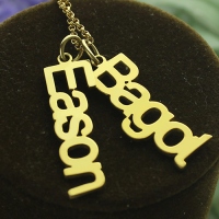 Family Vertical Names Necklace Gold